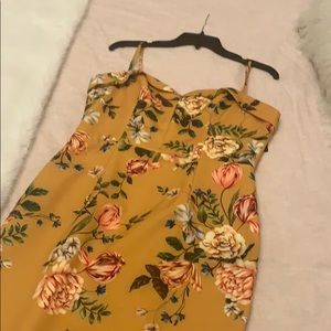 Black Halo Yellow sundress with pencil skirt
